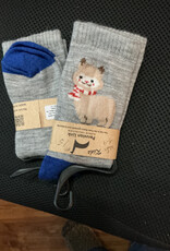 Peruvian Link Alpaca Child’s Sock  7-9 Gray/Blue
