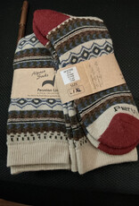Peruvian Link Alpaca Socks Fair Isle Red Toe L/XL
