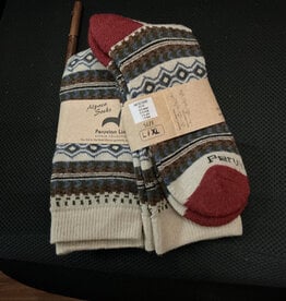 Peruvian Link Alpaca Socks Fair Isle Red Toe L/XL