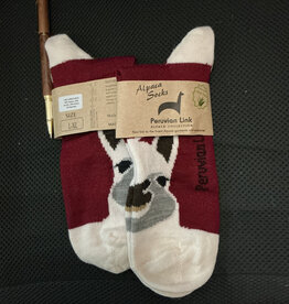 Peruvian Link Alpaca Face Sock, Wine,L/XL