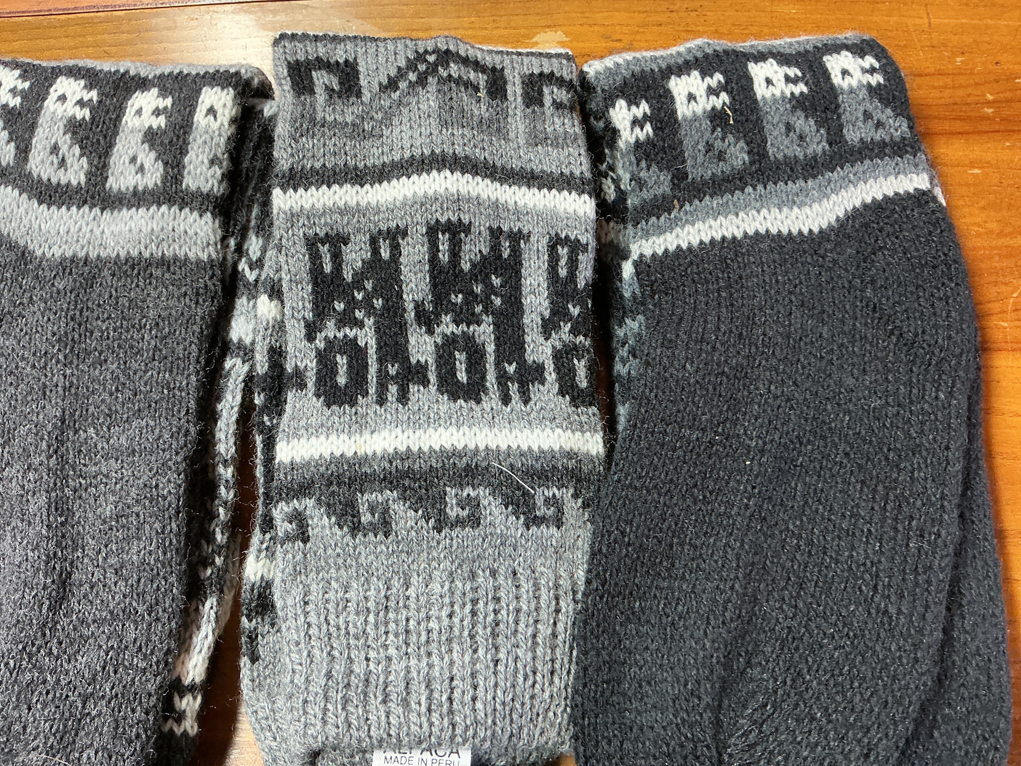 Andean Sun Alpaca Socks Mid Calf 2 Lt gray   Black