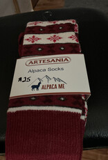 Artansia Alpaca Socks Ladies Lg Red Snowflake