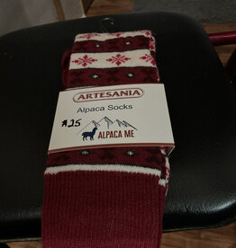 Artansia Alpaca Socks Ladies Lg Red Snowflake