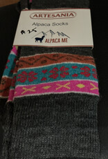Artansia Alpaca Socks Ladies Lg Orange Grey