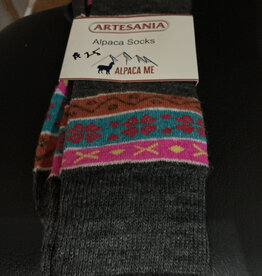 Artansia Alpaca Socks Ladies Lg Orange Grey