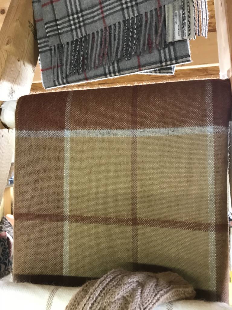 Alpaca Blanket Brown Plaid