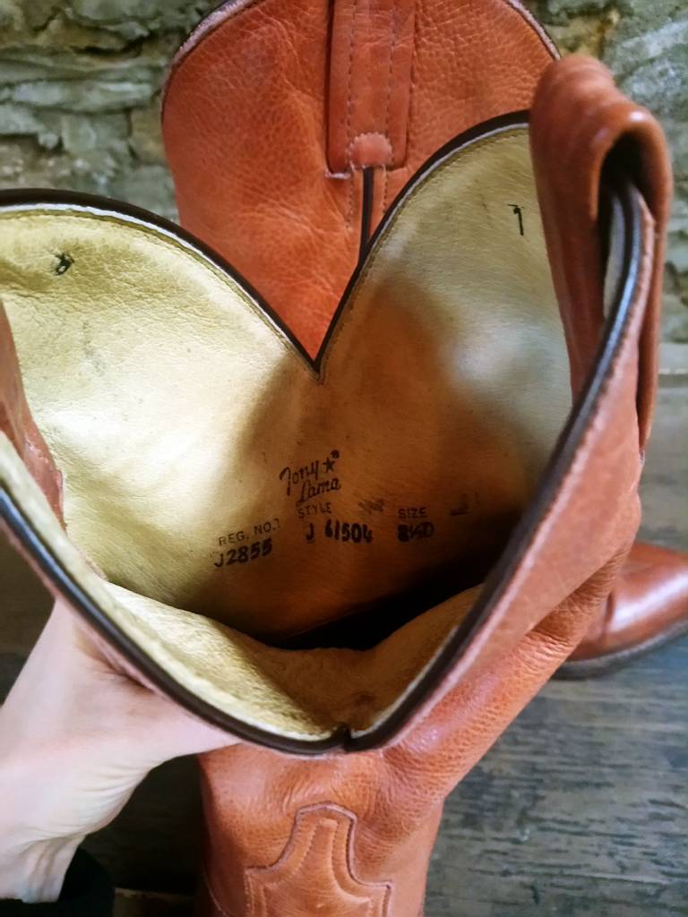 size 8 5 tony lama brown boots cactus creek tony lama hearts and scroll