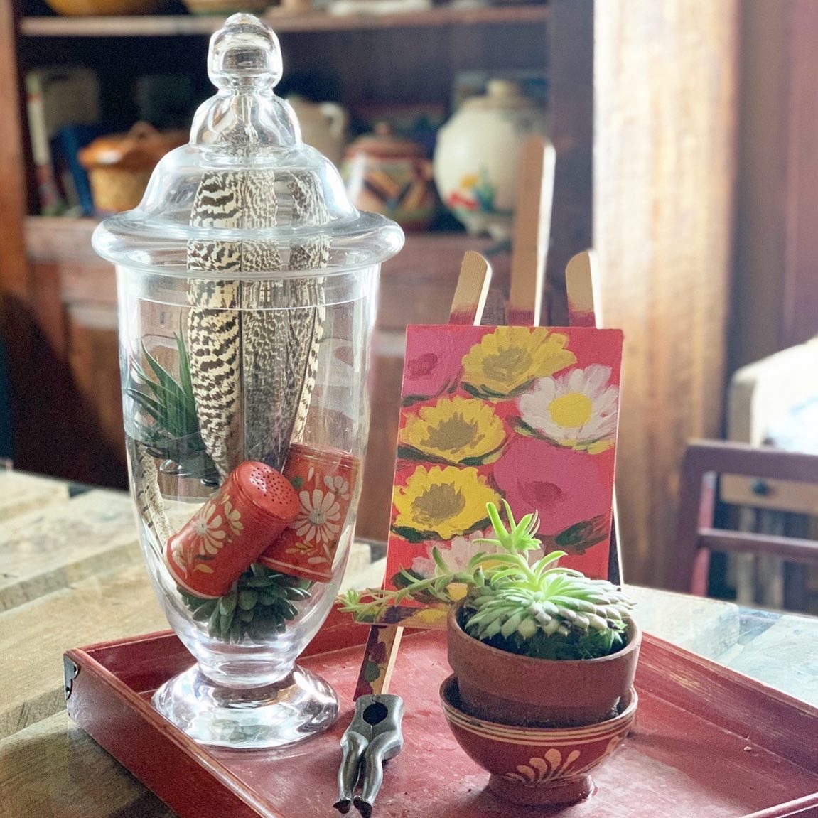 Feathers + Succulent Tablescape