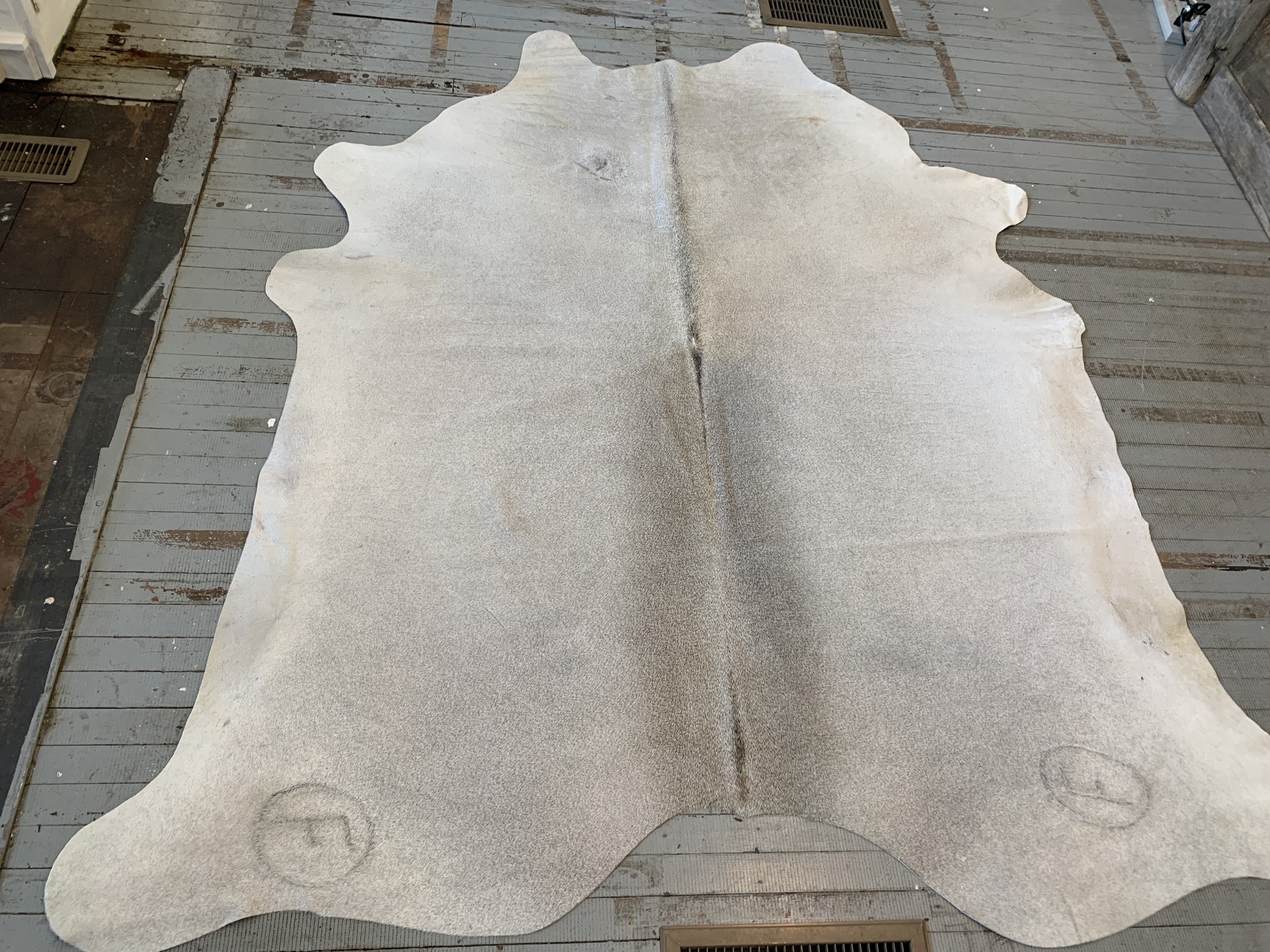 Gray Cowhide Rug With Matching F Brands From Cactus Creek Ships