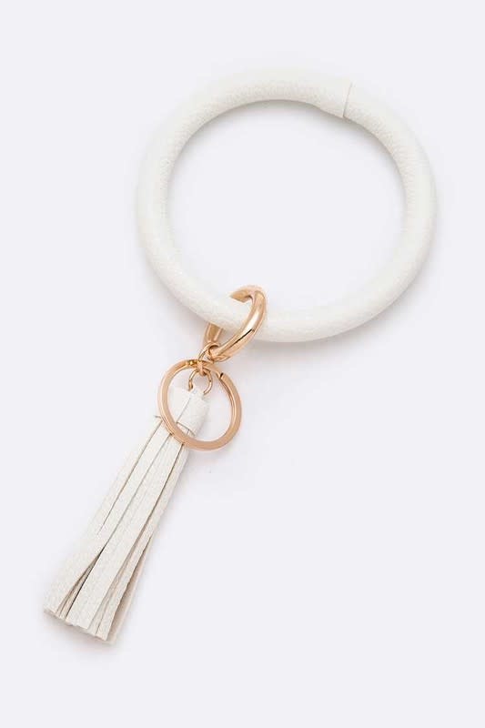 White Tassel Key Ring Bracelet - Key 