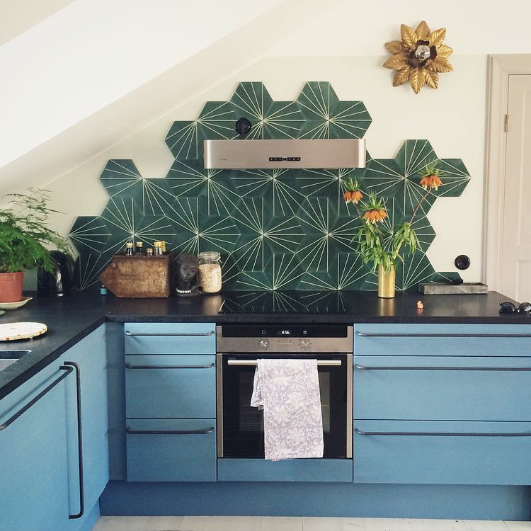 Green Tiled Kitchen + other GREEN spaces we love
