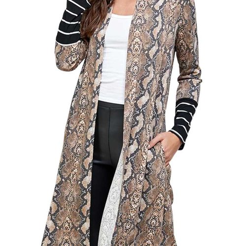 snakeskin long cardigan