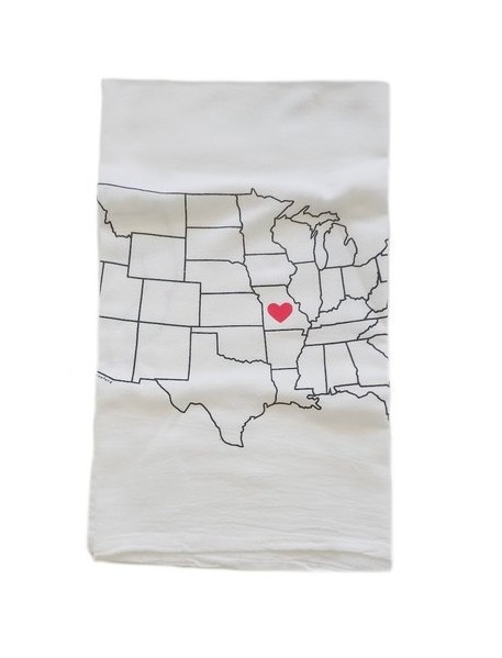 Missouri Map Flour Sack Tea Towel