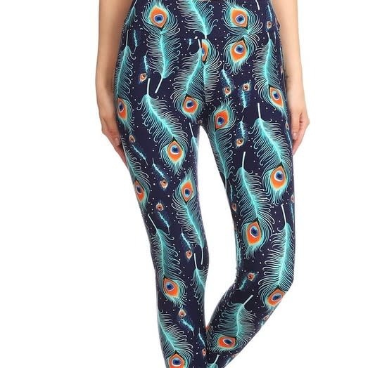 Peacock Feather Yoga Legging - Buttery 