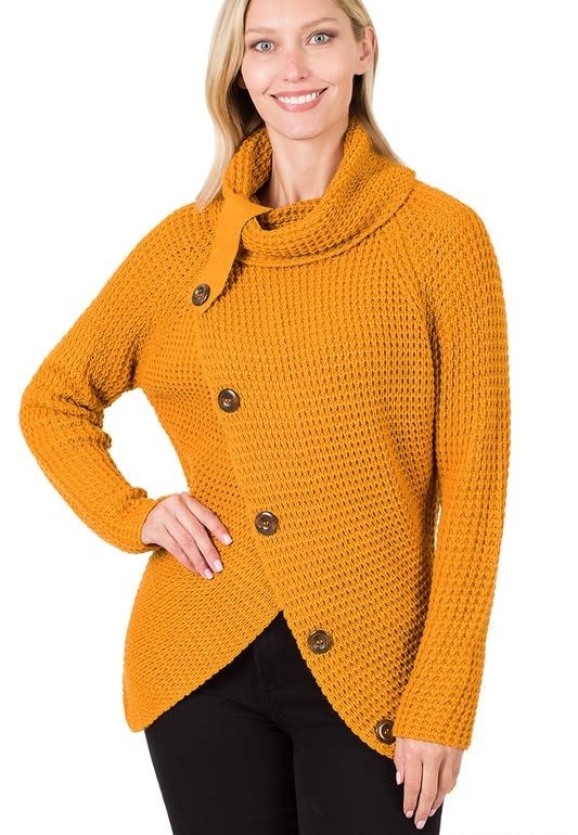 Golden Mustard Asymmetrical Wrap Sweater