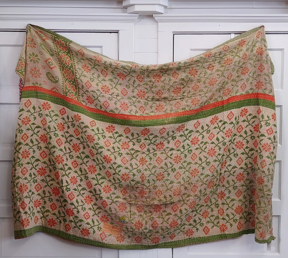 Kantha Sari Throw Blanket #939