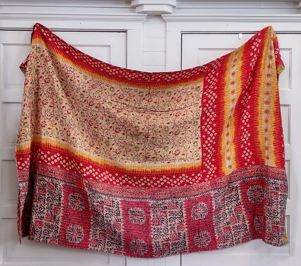 Kantha Sari Throw Blanket #931