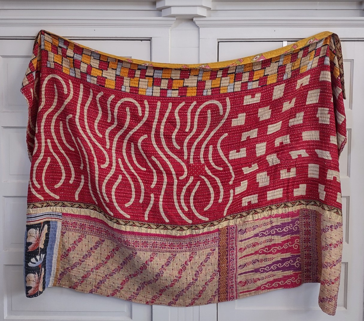 Kantha Sari Throw Blanket #1044