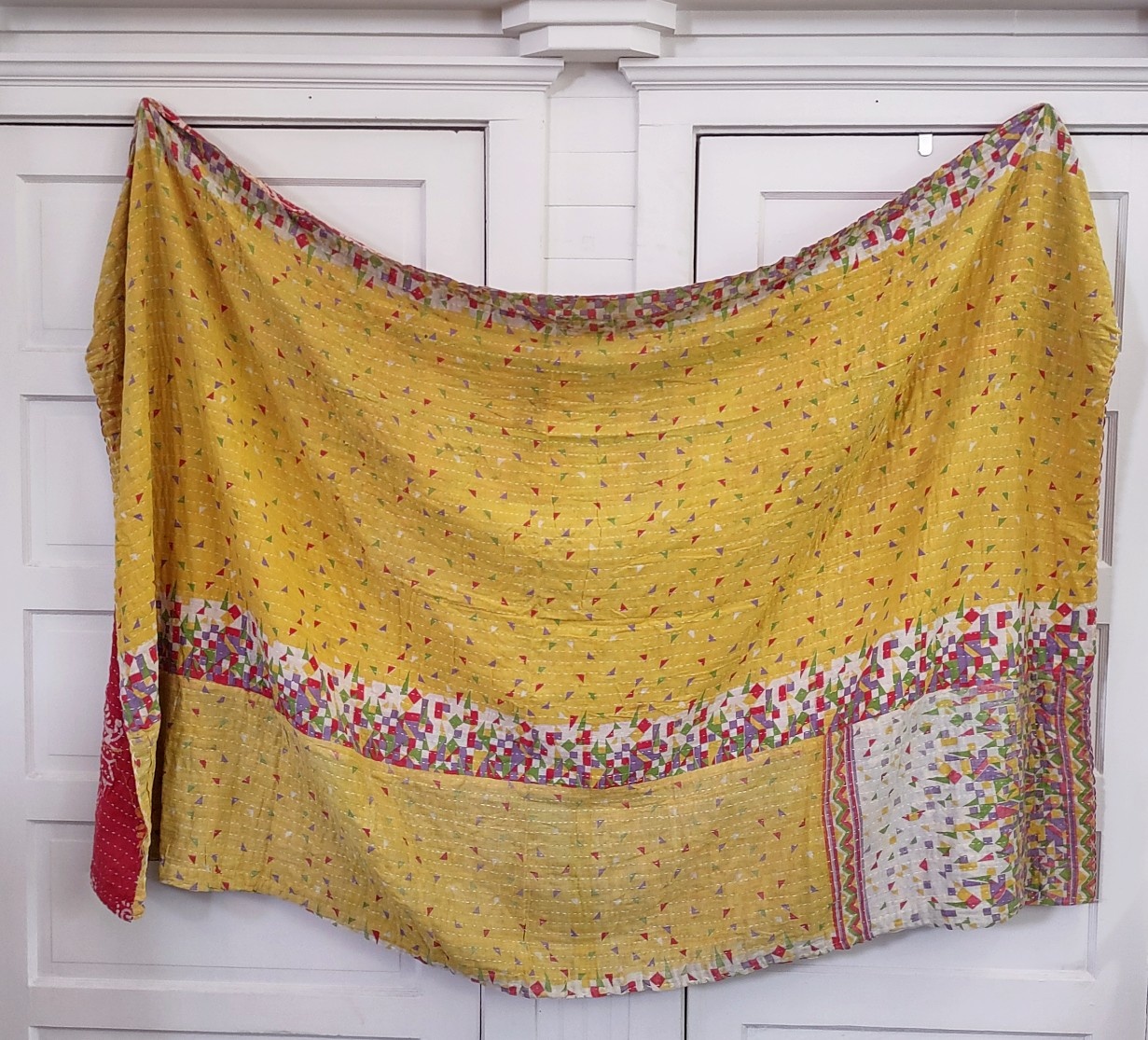Kantha Sari Throw Blanket #1074