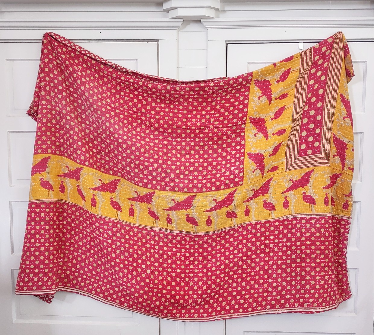 Kantha Sari Throw Blanket #1084