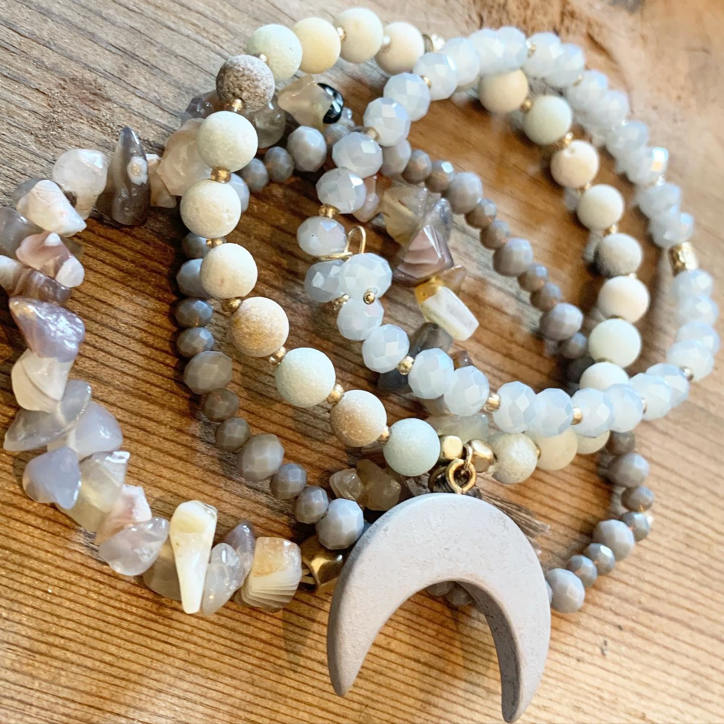Collection of Stretchy Bracelets with Moon