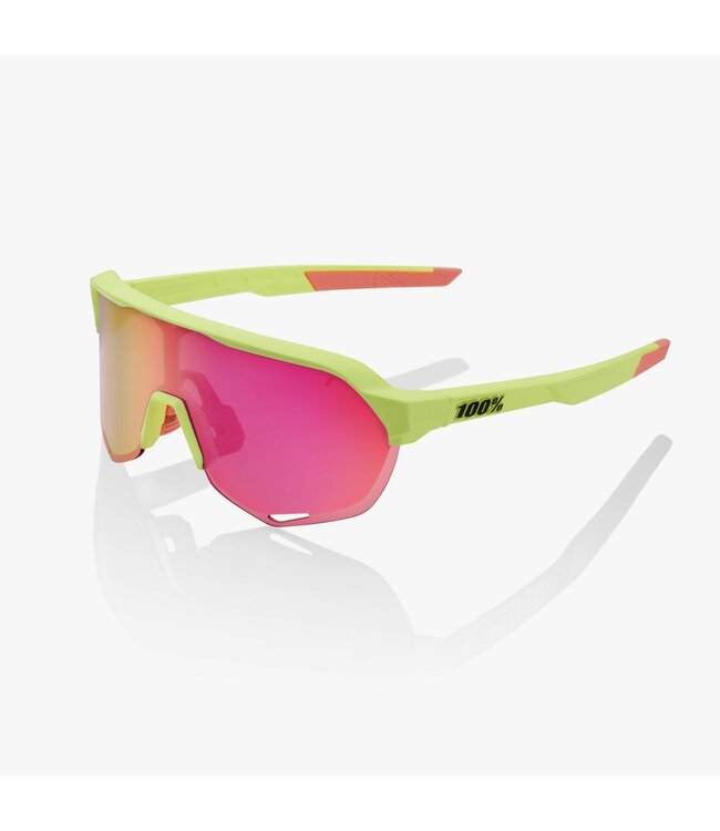 100% S2 Matte Washed Out Neon Yellow - Purple Multilayer Mirror Lens