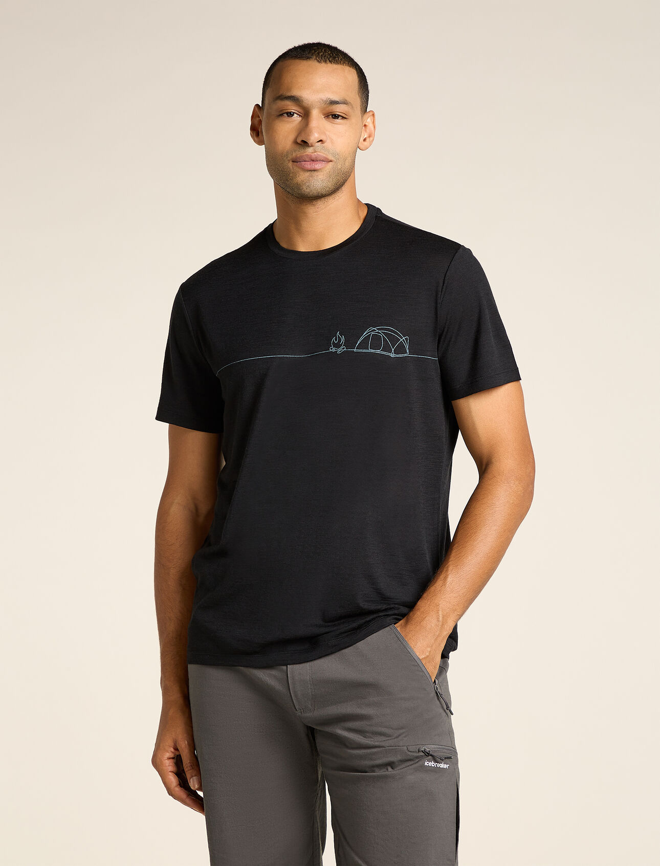 Icebreaker Men's 150 Tech Lite Short Sleeve Single Line Camp