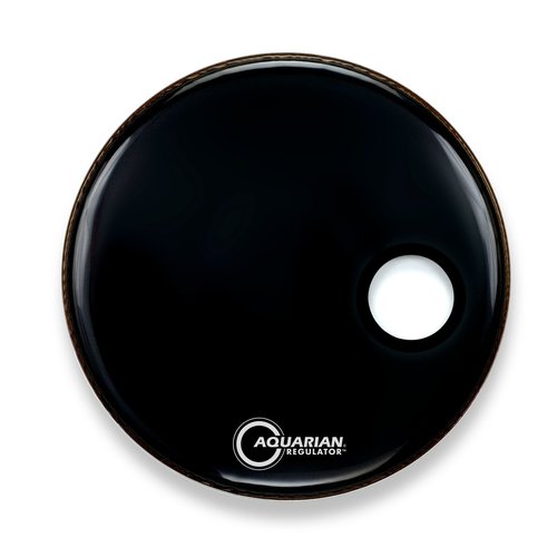 Aquarian Aquarian Regulator Off Set Hole Gloss Black Bass Drumhead Aquarian Aquarian Regulator Off Set Hole Gloss Black Bass Drumhead