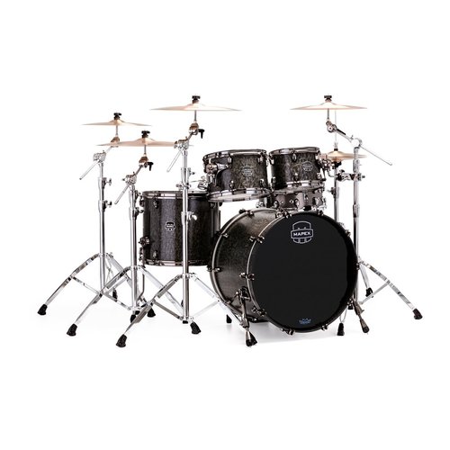 Mapex Mapex Saturn V Exotic Rock 4 Piece Shell Pack w/o Snare Flat Black Maple Burl Mapex Mapex Saturn V Exotic Rock 4 Piece Shell Pack w/o Snare Flat Black Maple Burl
