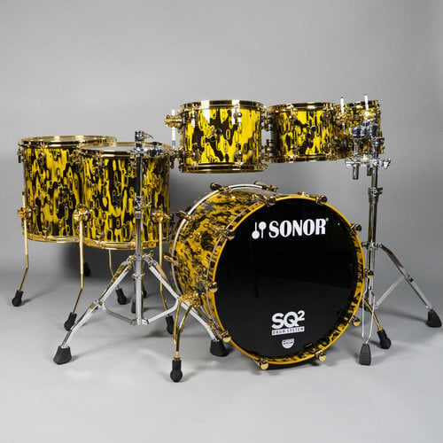 Sonor Sonor SQ2 Thin Beech 6pc Shell Pack-Yellow Tribal w/ Gold Hardware