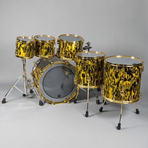 Sonor Sonor SQ2 Thin Beech 6pc Shell Pack-Yellow Tribal w/ Gold Hardware