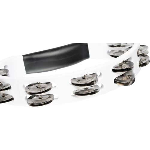 Meinl Meinl Percussion Headliner Series Hand Held ABS Tambourine, Dual row, White, Stainless steel jingles