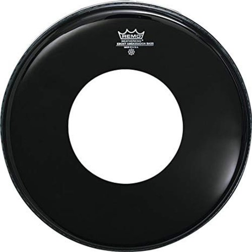 Remo Remo Ebony Ambassador Bass Drumhead w/ Center Hole