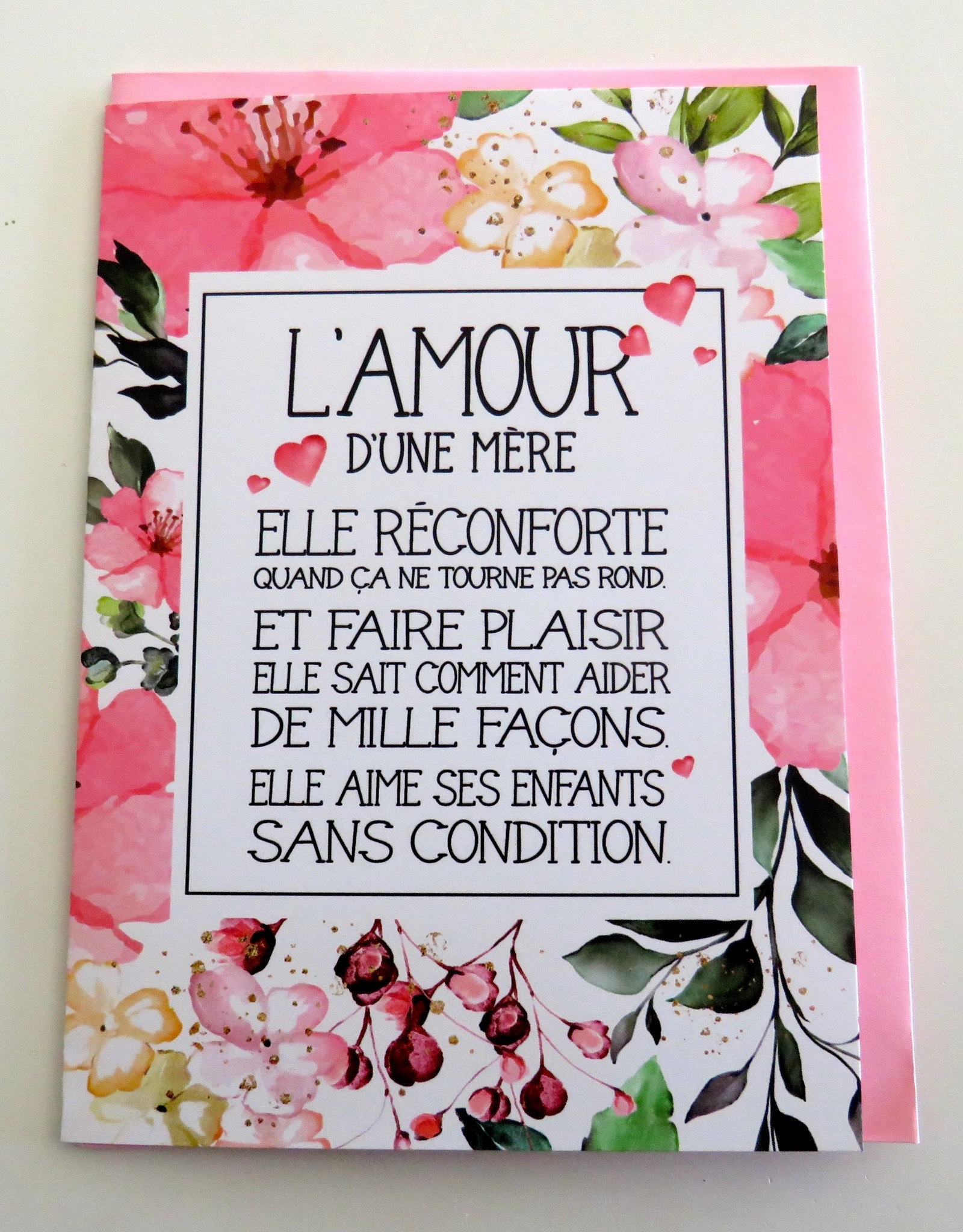 Carte L Amour D Une Mere Blanc Turquoise