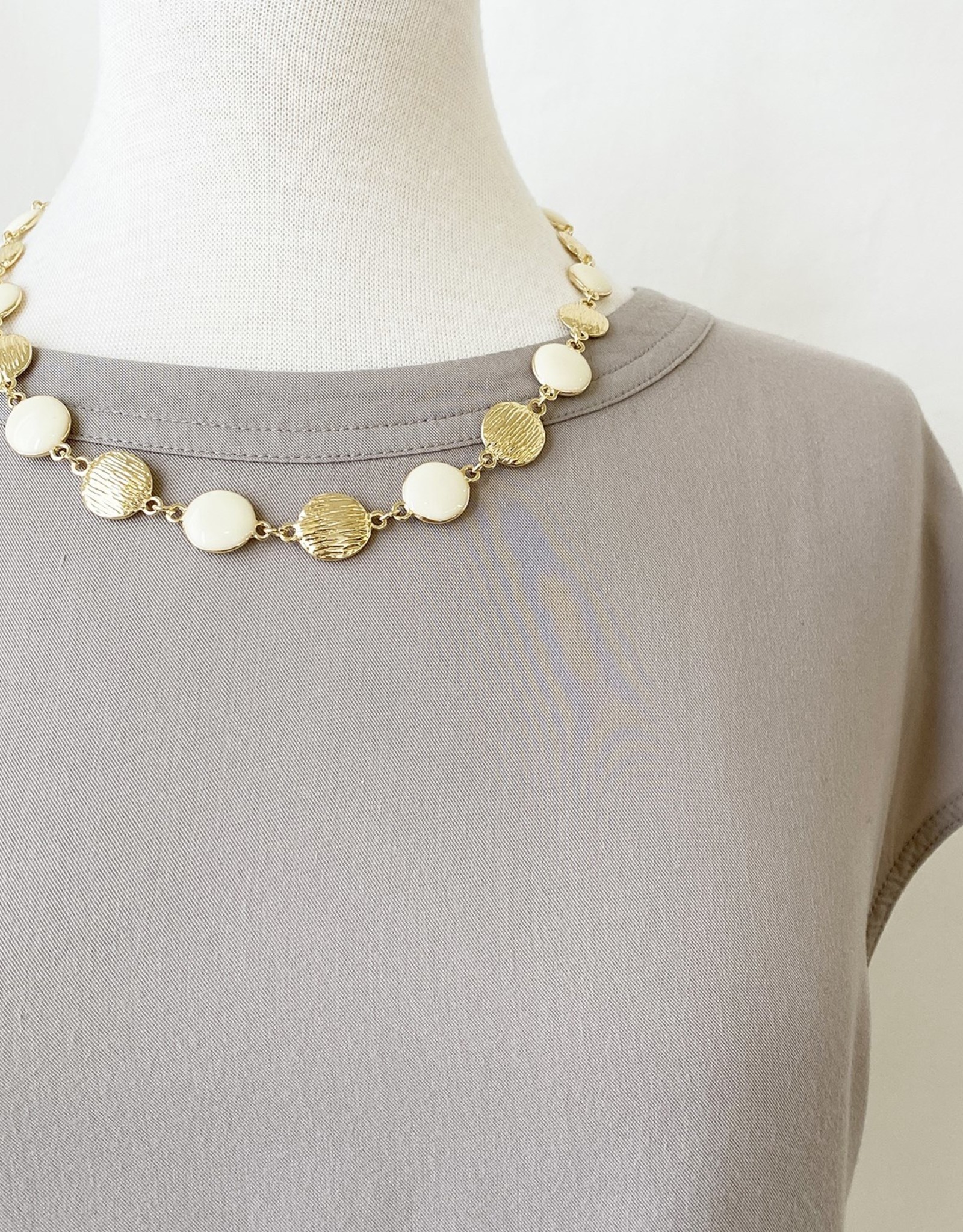 Necklace with Beige & Gold discs