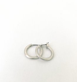 Silver Small Hoops in Brushed Finish