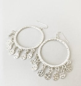 Silver Hammered Rings & Small Drops Earrings