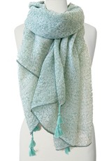 Mint Green Scarf with Paisley Print and Tassels