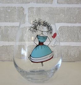 Wine Glass - Friends are the Family we Choose - Blue dress