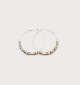Delicate Hoops With Metal Pieces-gld