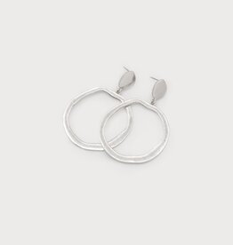 Large Waved Ring Earrings-slv