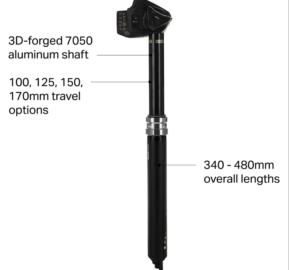 RockShox Reverb Stealth Dropper Seatpost - 31.6mm, 150mm, Black, Right Above Remote, B1