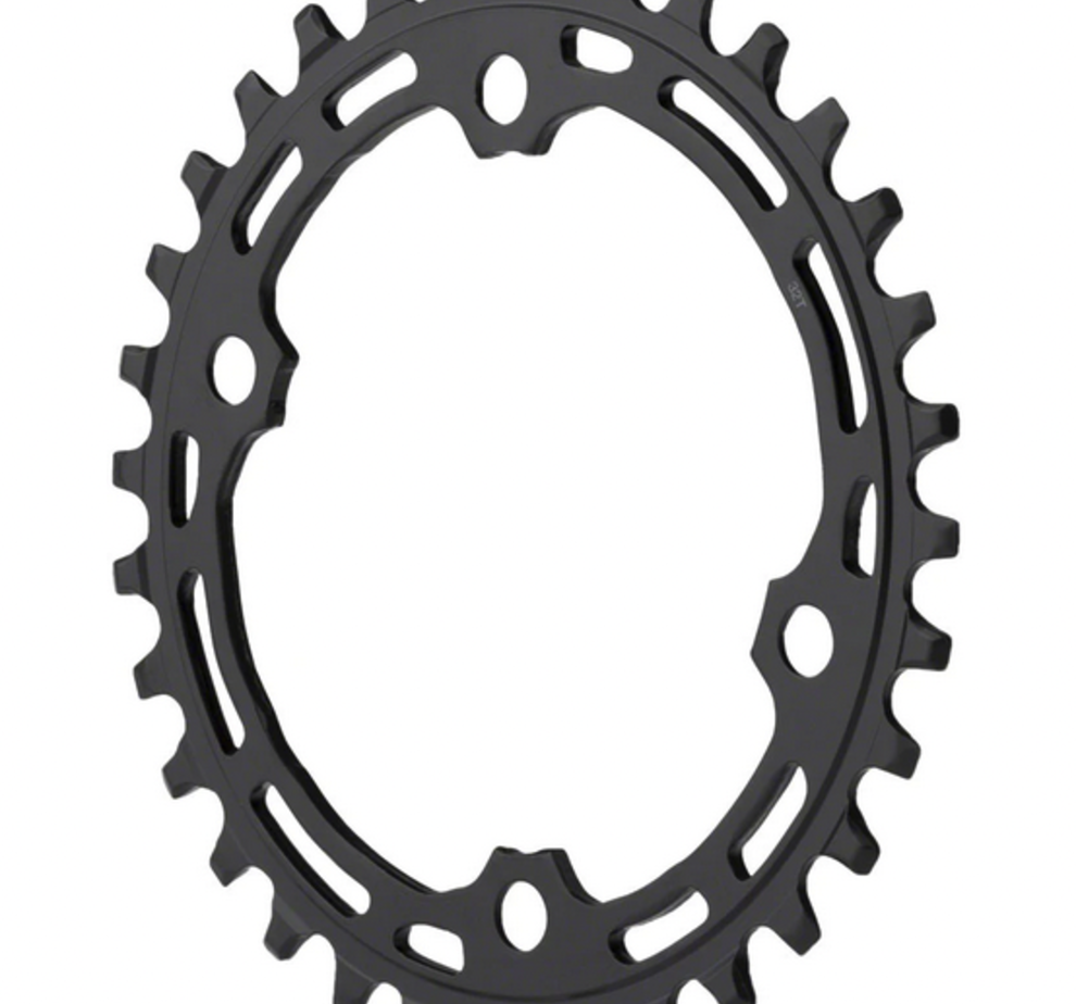 Wolf Tooth Elliptical 96 Chainring 32t 96 Asymmetric BCD, 4-Bolt, For Shimano Use 12-Spd Hyperglide+ Chain, Black