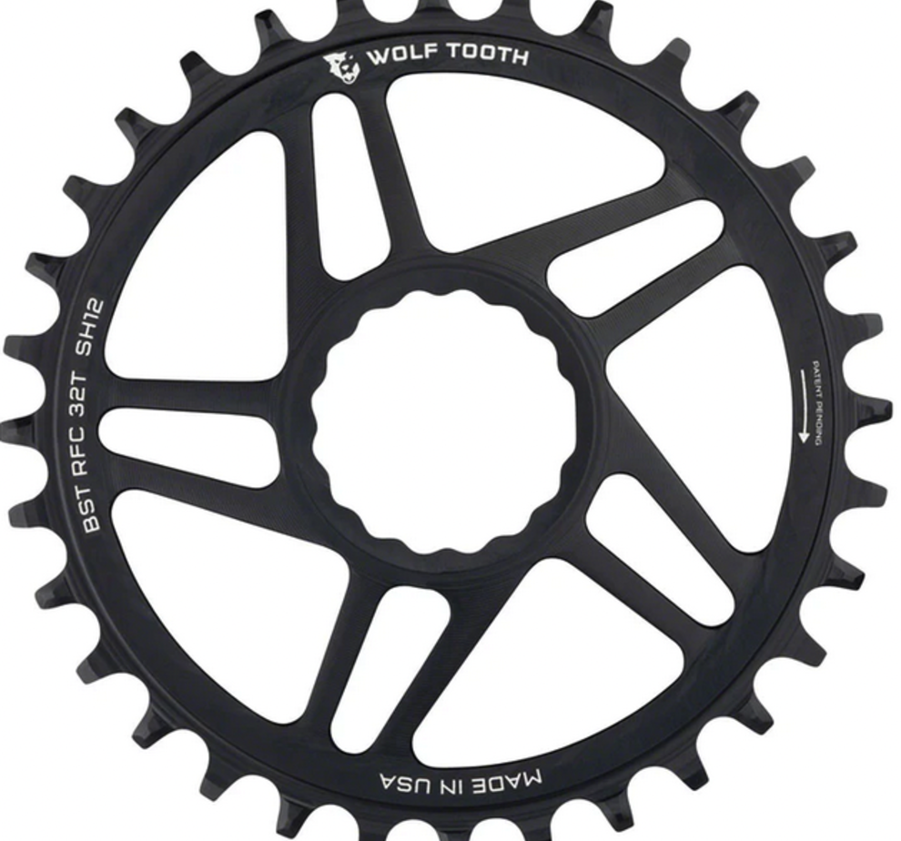 Wolf Tooth Wolf Tooth Direct Mount Chainring - 32t, RaceFace/Easton CINCH Direct Mount, Boost, 3mm Offset, Requires 12-Speed Hyperglide+ Chain, Black