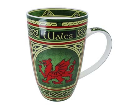 Clara Mug: Welsh Dragon Celtic Window