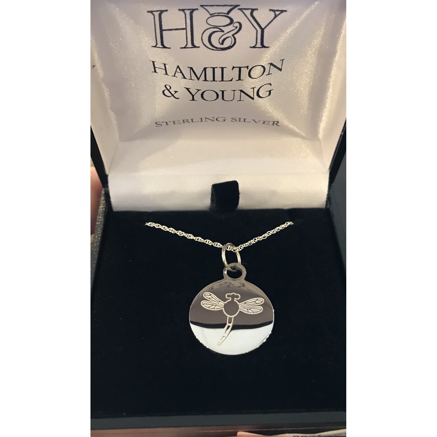 Necklace: Silver Disc Dragonfly