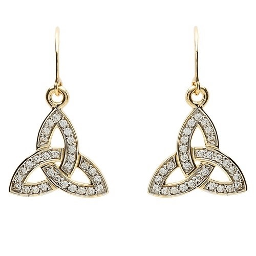 Earrings: 10k Gold CZ Trinity - Celtic Heritage