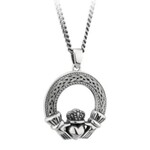 Necklace: SS Oxidised Claddagh