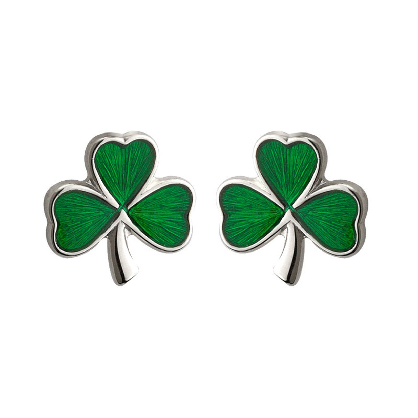 Earrings: SS Green Enamel Shamrock