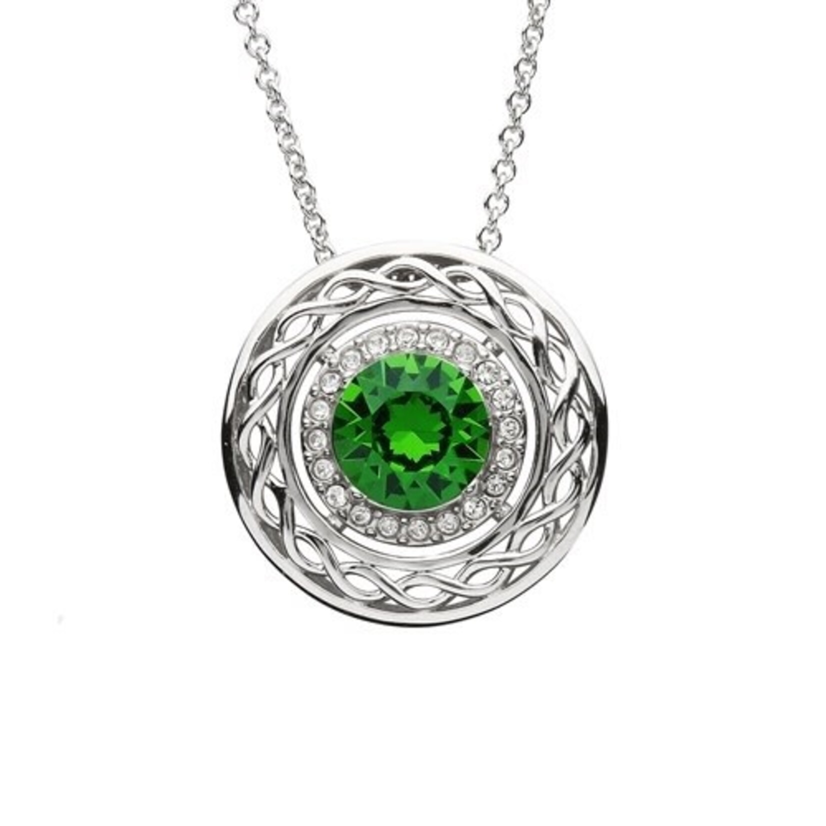 Necklace: SS Green/White Swarovski
